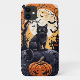 Capa Para iPhone 11 Cute Kawaii Spooky Fantasma Preto do Halloween