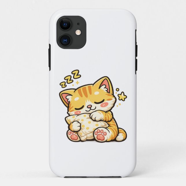 Capa Para iPhone 11 Cute Sleepy Cat Pillow (Verso)