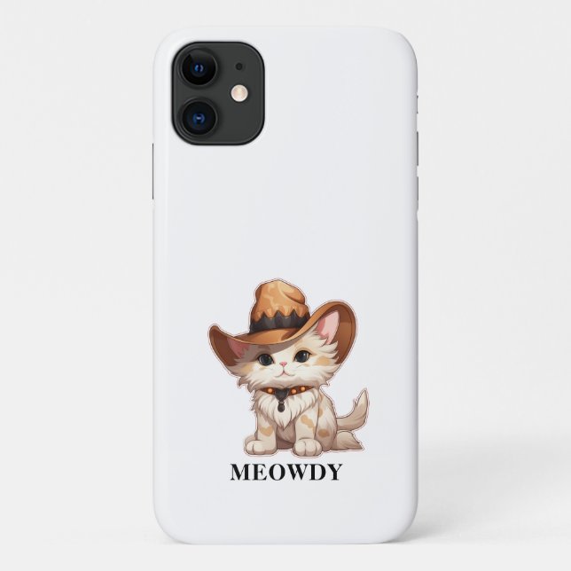 Capa Para iPhone 11 Cuteness Overload Meowdy Western Cat (Verso)