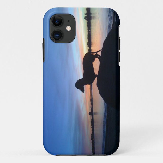 Capa Para iPhone 11 Dachshund do por do sol (Verso)