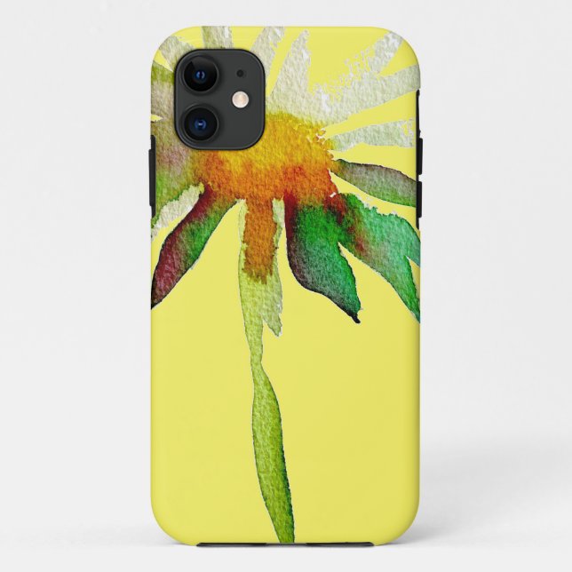 Capa Para iPhone 11 Daisy moderna art flower on yellow (Verso)