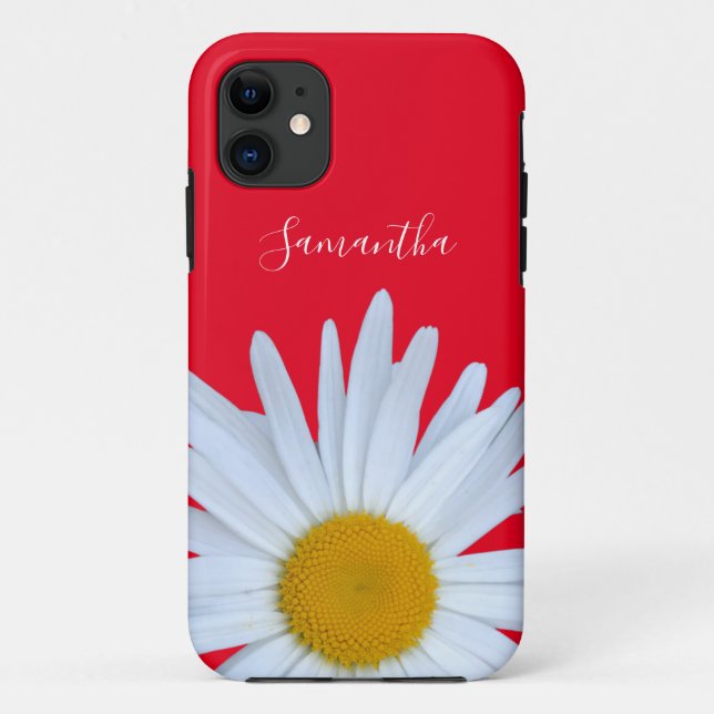 Capa Para iPhone 11 Daisy Red Elegant White Script (Verso)