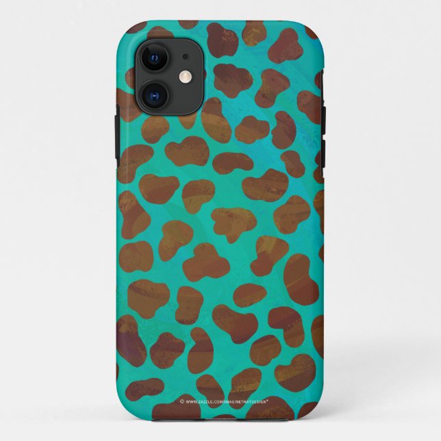 Capa Para iPhone 11 Dalmaciano Brown e Teal Impressão (Verso)