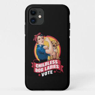 Capa Para iPhone 11 Damas de Gato sem Filhos Vote Cachorro O Riveter C