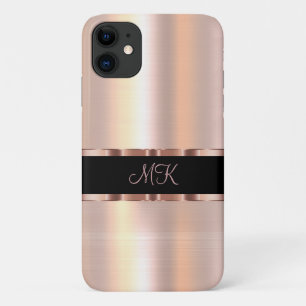 Capa Para iPhone 11 Damas Elegantes Monograma Dourado Rosa