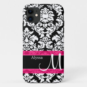 Capa Para iPhone 11 Damasco cor-de-rosa personalizado
