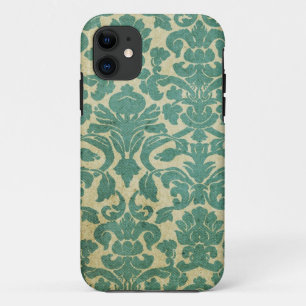 Capa Para iPhone 11 Damasco do verde prudente do vintage