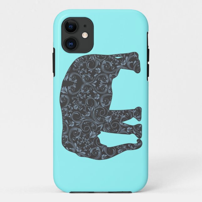 Capa Para iPhone 11 Damasco elegante do elefante feminino (Verso)