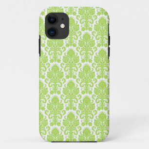 Capa Para iPhone 11 Damasco feminino do verde limão