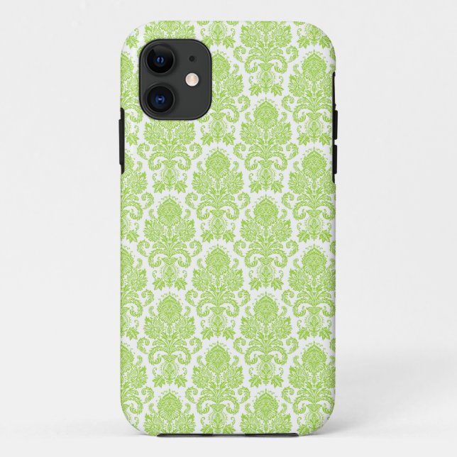 Capa Para iPhone 11 Damasco feminino do verde limão (Verso)