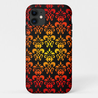 Capa Para iPhone 11 Damasco vermelho, amarelo e preto