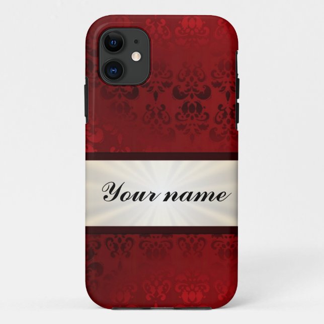 Capa Para iPhone 11 Damasco vermelho e fita (Verso)