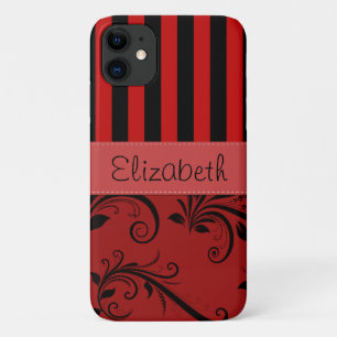Capa Para iPhone 11 Damasco Vermelho, Stripes Vermelhas, Stripes, Seu