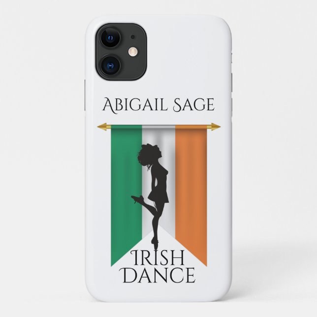 Capa Para iPhone 11 Dançarino Irlandês Personalizado - Bandeira da dan (Verso)