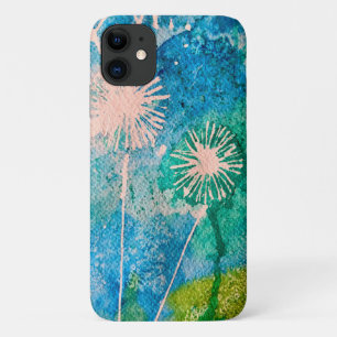 Capa Para iPhone 11 Dandelion abstrato azul e verde