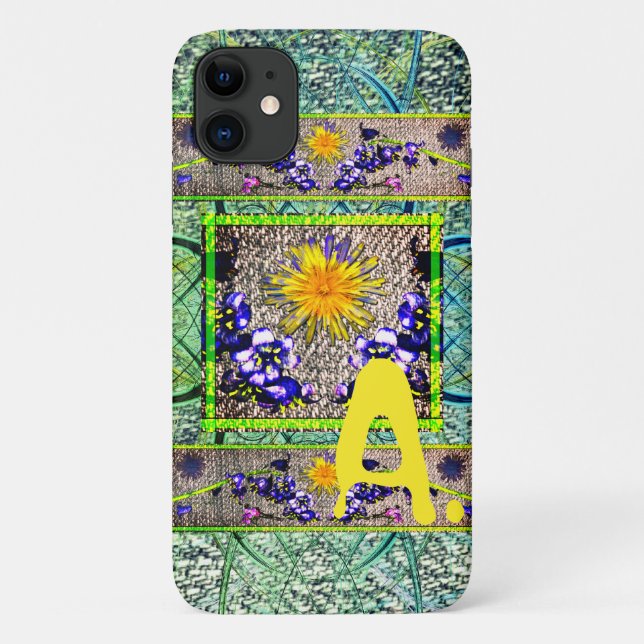 Capa Para iPhone 11 Dandelion Bluebell Denim Primavera Monograma Telef (Verso)
