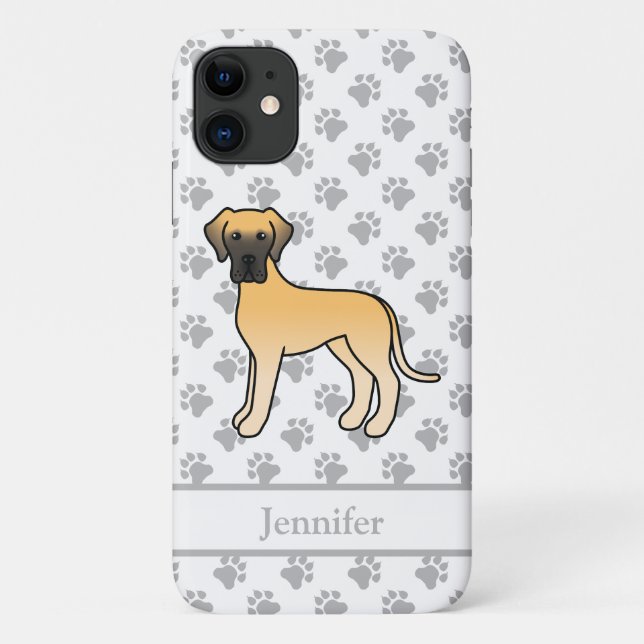 Capa Para iPhone 11 Dane Fawn Grande Cachorro Fofo Cartoon & Nome (Verso)