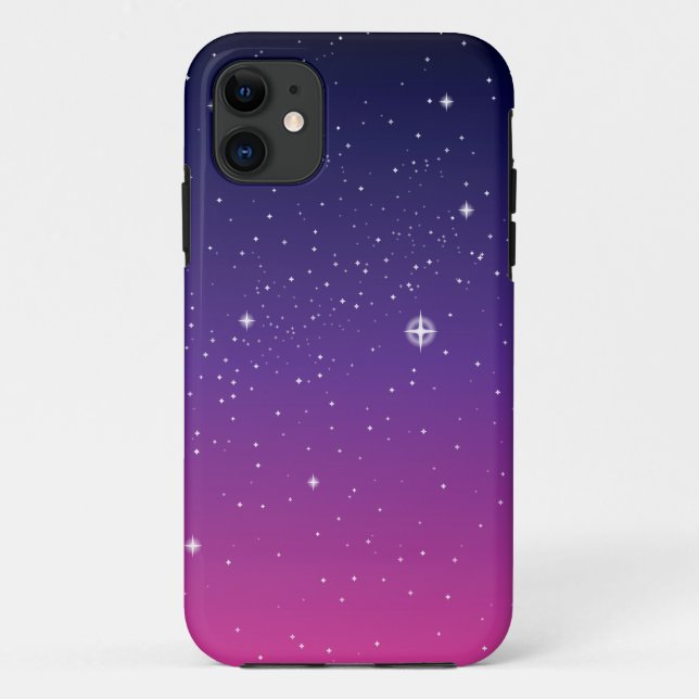Capa Para iPhone 11 Dark Purple Starry Night Sky (Verso)