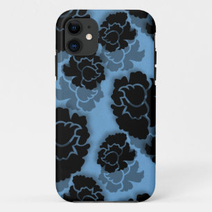Capa Para iPhone 11 Decadência Floral Grungy BT iPhone 5 Caso, Azul
