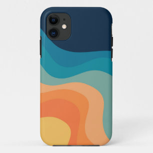 Capa Para iPhone 11 decoração de ondas de estilo retrô
