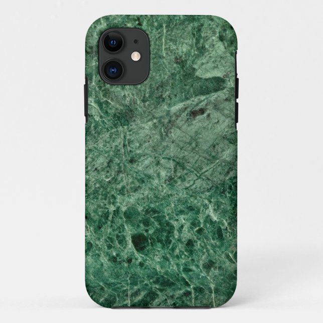 Capa Para iPhone 11 Deep Emerald Green Marble Stone Elegante, Clássico (Verso)
