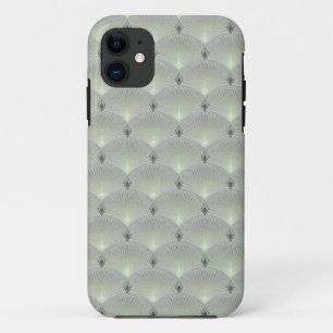 Capa Para iPhone 11 Delicado verde e cinza, deco de arte.