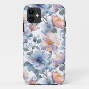 Capa Para iPhone 11 Delicar o padrão floral de aquarela em cor pastel