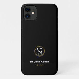 Capa Para iPhone 11 Dentista Preto Dourado