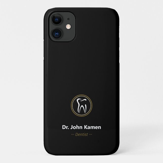 Capa Para iPhone 11 Dentista| Preto Dourado (Verso)