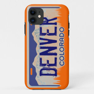 Capa Para iPhone 11 Denver Colorado, licença azul laranja iphone 5 cas