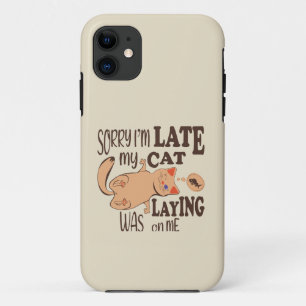 Capa Para iPhone 11 Desculpe, estou atrasado, meu gato estava deitado