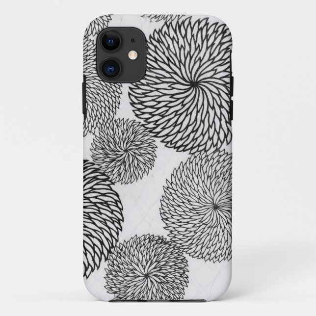 Capa Para iPhone 11 Desenhista do crisântemo modelado (Verso)