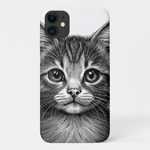 Capa Para iPhone 11 Desenho Adorável de Gato Jovem