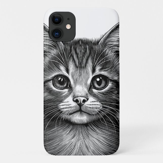 Capa Para iPhone 11 Desenho Adorável de Gato Jovem (Verso)