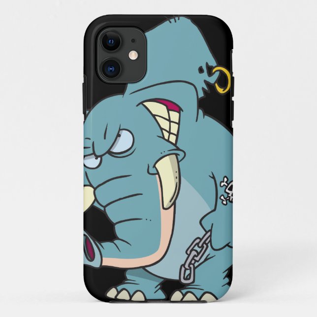 Capa Para iPhone 11 desenho animado do elefante de badass (Verso)