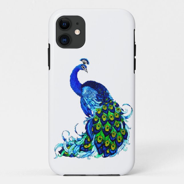 Capa Para iPhone 11 Desenho Clássico de Pavão (Verso)