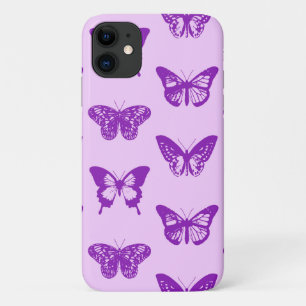Capa Para iPhone 11 Desenho da borboleta, cor-de-rosa-orquídea e viol
