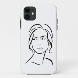 Capa Para iPhone 11 Desenho da face de uma mulher de linha 4