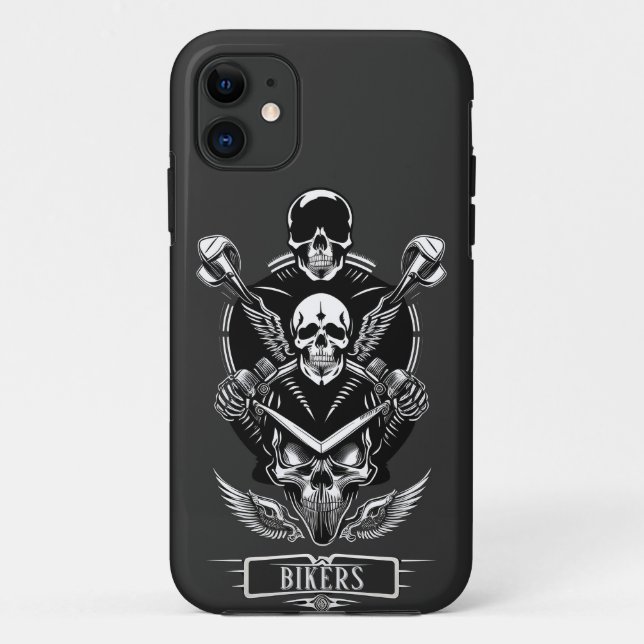Capa Para iPhone 11 Desenho de Caveira Gótica (Verso)