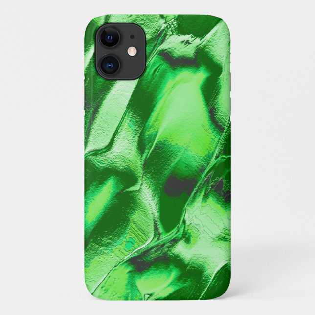 Capa Para iPhone 11 Desenho de dunas verdes metálicas grossas (Verso)
