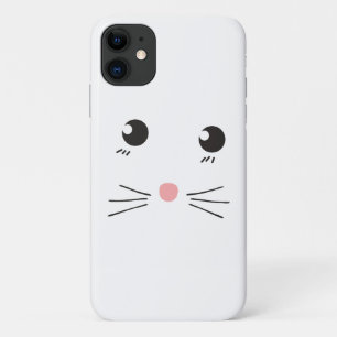 Capa Para iPhone 11 Desenho de linha de rosto de gato