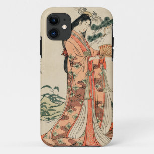 Capa Para iPhone 11 Desenho de madeira da antiga mulher japonesa