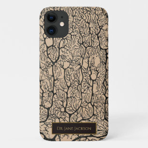 Capa Para iPhone 11 Desenho de Neurônio de Purkinje Preto Sépia Neurol