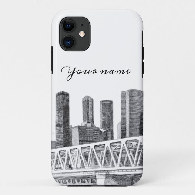 Capa Para iPhone 11 Desenho do Lápis da Ponte Metro (Verso)