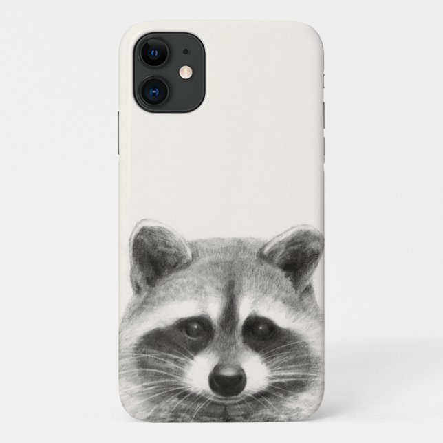 Capa Para iPhone 11 Desenho do Lápis de Raccoon (Verso)