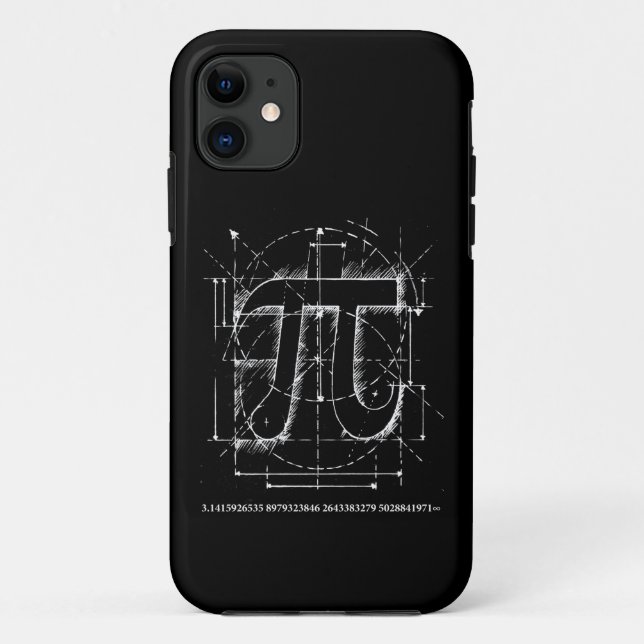 Capa Para iPhone 11 Desenho do número do Pi (Verso)