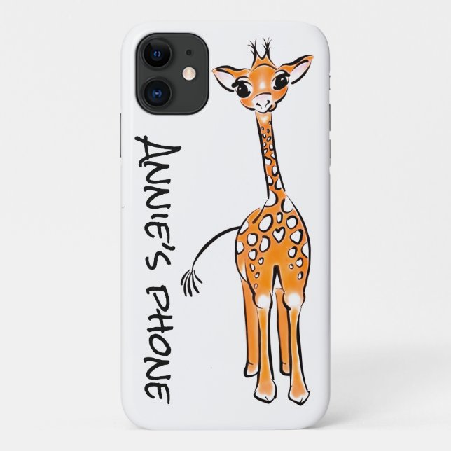 Capa Para iPhone 11 Desenho girafa bonito (Verso)