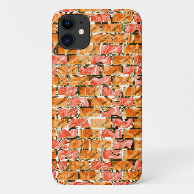Capa Para iPhone 11 Desenho no estilo tijolos com tom de brilho (Verso)