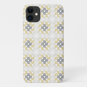 Capa Para iPhone 11 Desenho quadrado da vovó cinza amarela