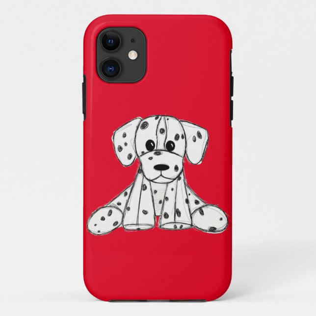 Capa Para iPhone 11 Desenho simples de um cão dalmata de pelúcia em pr (Verso)